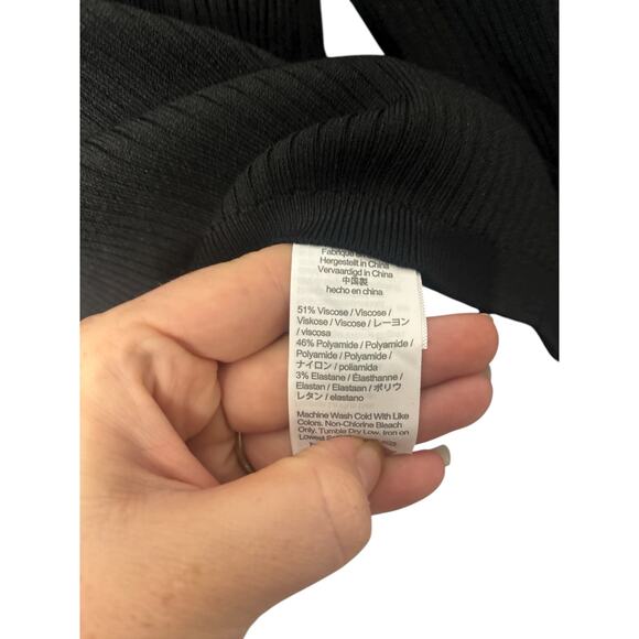 J.CREW Black Ribbed Knit Long Sleeve Crewneck Top M - Picture 2 of 5